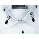 Axxess White / Black Music Note Embroidered Cotton Modern Fit Dress Shirt With French Cuff M210-13.